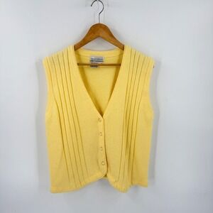 Vintage Compositions Knit Sweater Vest Yellow Large‎ Cottage Coastal Grandma